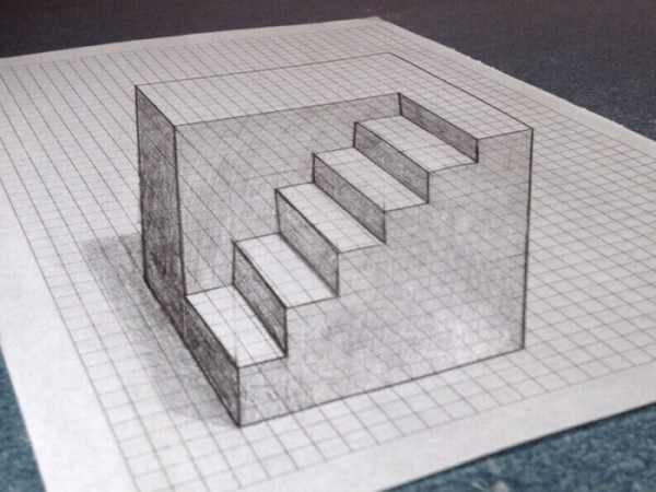 3d рисунки по клеточкам в тетради карандашом, ручкой поэтапно