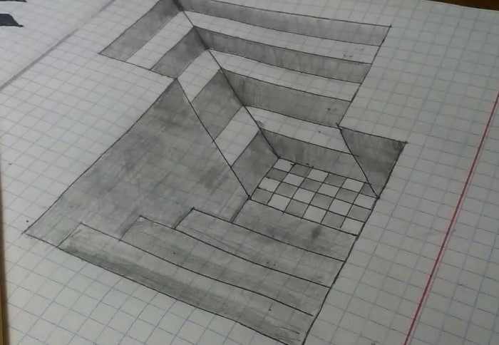 3d рисунки по клеточкам в тетради карандашом, ручкой поэтапно