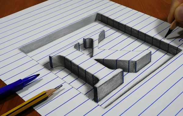 3d рисунки по клеточкам в тетради карандашом, ручкой поэтапно
