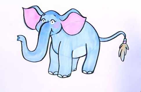 Слон рисунок для детей карандашом, на прозрачном фоне, раскраска