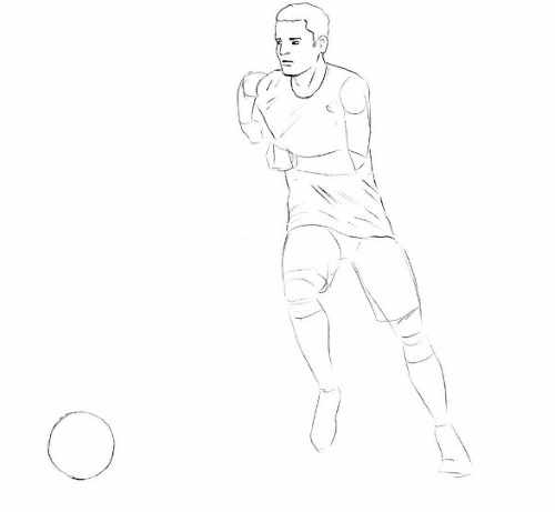 Футболист с мячом рисунок карандашом детский