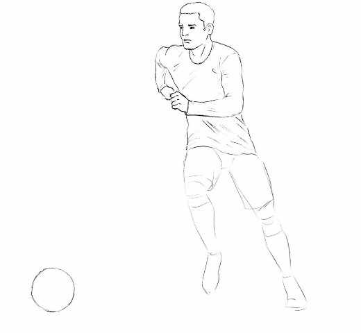 Футболист с мячом рисунок карандашом детский