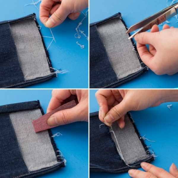 Как укоротить джинсы не обрезая низ без машинки, не подшивая, резинкой