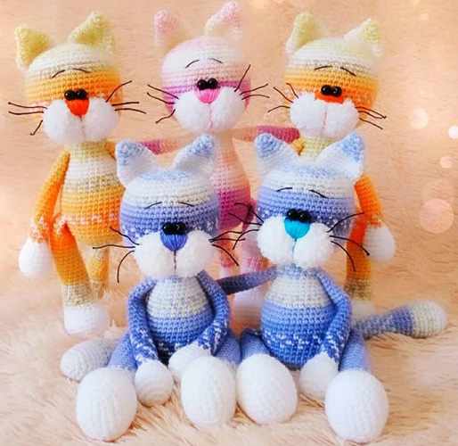 Котик крючком. Схемы и описание амигуруми из плюшевой пряжи, мохера, ангоры. Фото