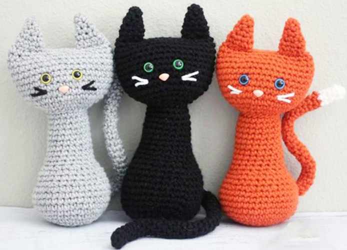 Котик крючком. Схемы и описание амигуруми из плюшевой пряжи, мохера, ангоры. Фото