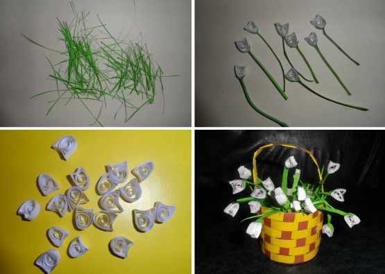 Квилинговые поделки для начинающих: схемы. Как делать пошагово с описанием: цветы, бабочку, каплю, виноград, ствол дерева, хризантему, яйцо, животные. Фото