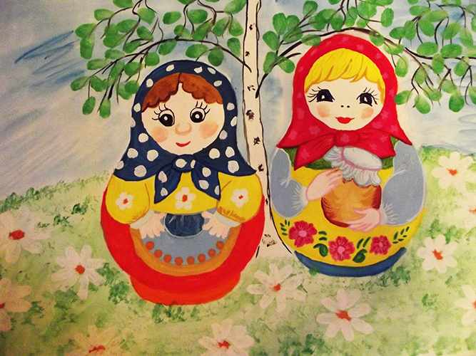 Матрешка рисунок для детей в детском саду