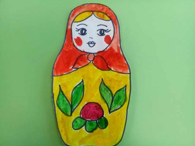 Матрешка рисунок для детей в детском саду
