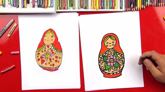 Матрешка рисунок для детей в детском саду