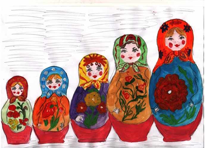 Матрешка рисунок для детей в детском саду