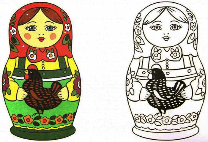 Матрешка рисунок для детей в детском саду