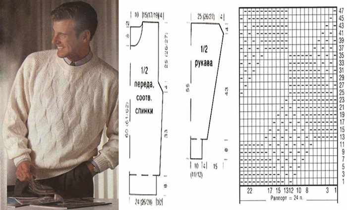 Вязание спицами для мужчин пуловеры с описанием и схемами