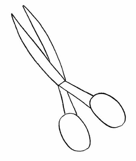 Ножницы - рисунок для детей карандашом поэтапно