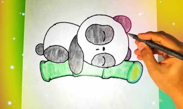 Панда рисунок для детей карандашом, красками, легкий для срисовки