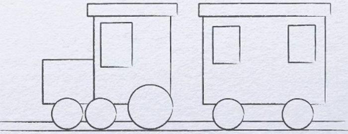Поезд рисунок для детей карандашом поэтапно