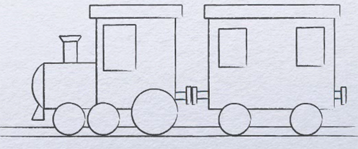 Поезд рисунок для детей карандашом поэтапно