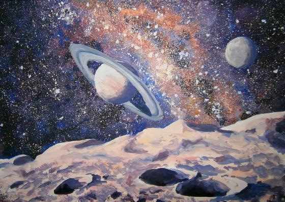Рисунки гуашью для начинающих простые, красивые на бумаге: пейзаж, натюрморт, цветы, космос