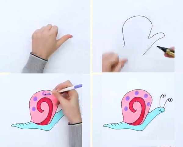 Рисунки из руки для детей животные красками, карандашом