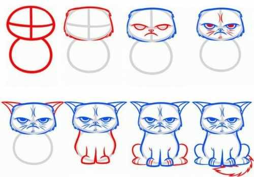 Рисунки котиков карандашом для срисовки легкие, милые, красивые поэтапно в скетчбук, ЛД