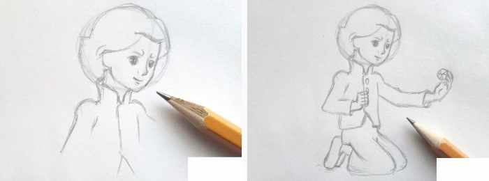 Рисунок карандашом Снежная королева, Кай, Герда поэтапно для детей к сказке
