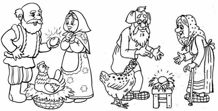 Рисунок курицы для детей карандашом для раскрашивания для детей с цыплятами, котятами из сказки/