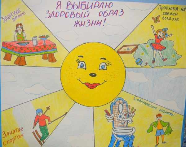 Рисунок на тему ЗОЖ 1-7 класс, в детский сад карандашом, красками