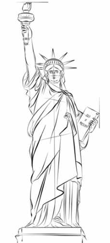 Рисунок статуи Свободы в США карандашом для срисовки детей, начинающих