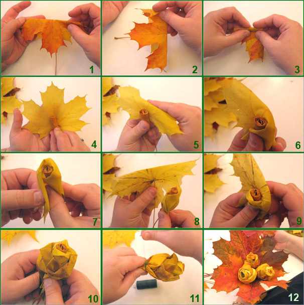 Как сделать розы из кленовых листьев пошагово с фото для начинающих