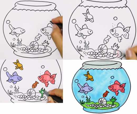 Рыба рисунок для детей поэтапно карандашом