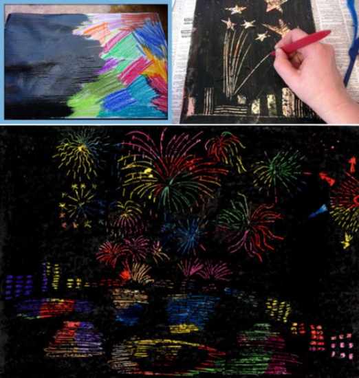 Салют рисунок для детей 9 мая карандашом, красками