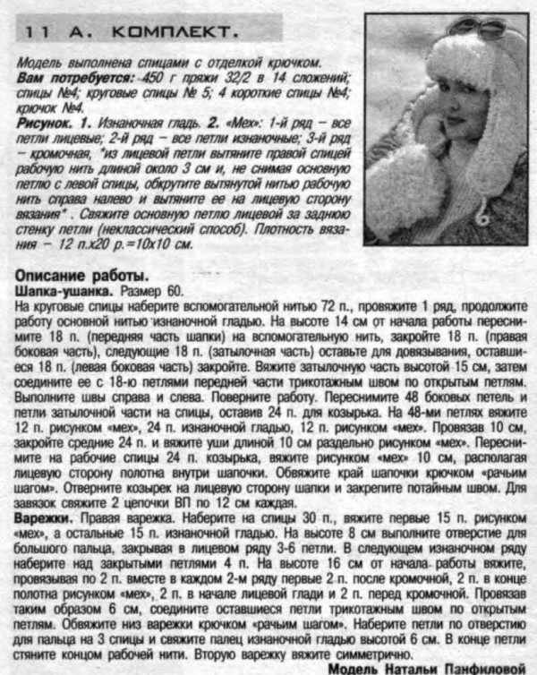 Шапка-ушанка спицами для женщин. Схемы вязания с описанием, фото