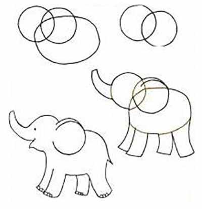 Слон рисунок для детей карандашом, на прозрачном фоне, раскраска