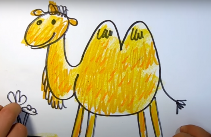 Верблюд рисунок для детей карандашом поэтапно