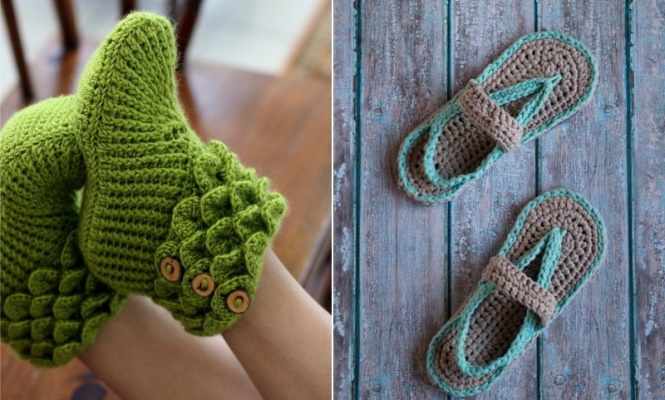 Вязаные тапочки крючком. Схемы и описание, модели, фото, мастер-классы