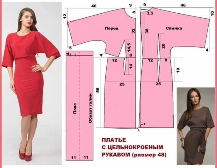 Выкройки рукавов для платья с цельнокроеным рукавом, длинным свободного покроя, реглан, летучая мышь, фонарик, спущенным. Размеры и схемы
