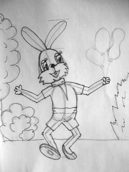 Заяц рисунок для детей карандашом простые, цветные, поэтапно для срисовки