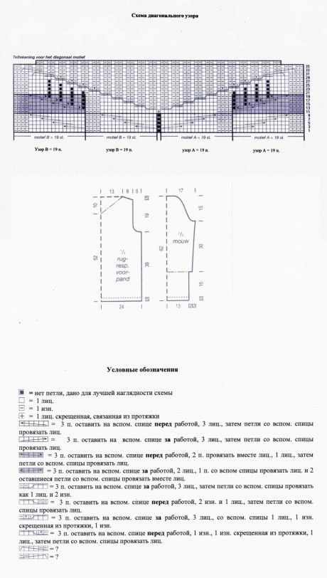 Схема диагонального узора