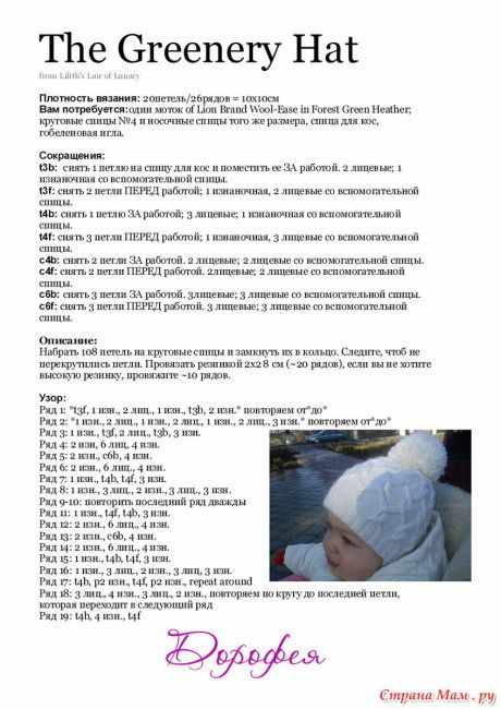 описание шапочки спицами