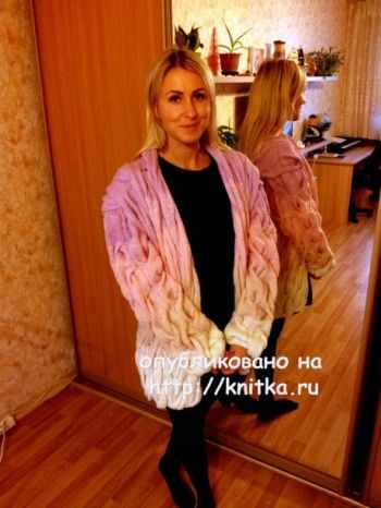 Кардиган Лало. Работа Валентины. Вязание спицами.