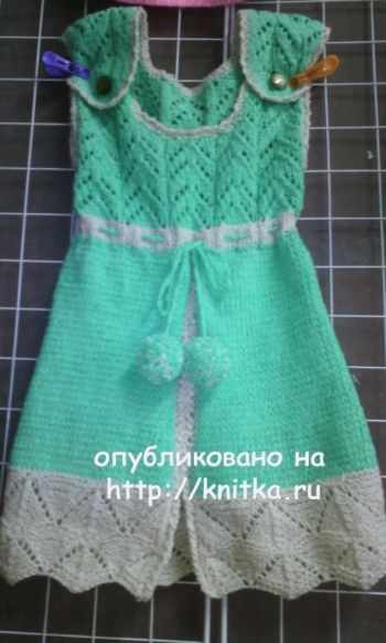Сарафан для девочки спицами. Работа Натальи. Вязание спицами.
