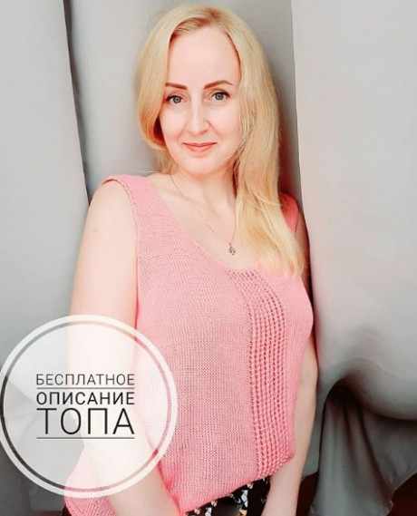Летний топ спицами, бесплатное описание Летний топ спицами, бесплатное описание