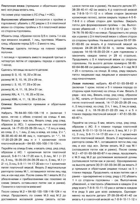 Схемы жилета с косами
