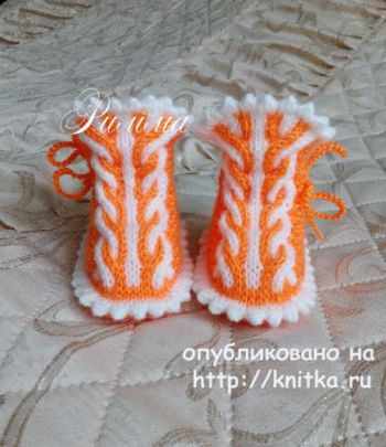 Вязаные пинетки для начинающих для девочки спицами