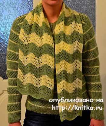 Комплект спицами: свитер женский и шарф Комплект спицами: свитер женский и шарф