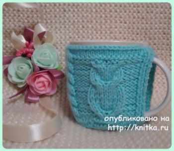 Чехол для кружки Совы, вязание для дома Чехол для кружки Совы, вязание для дома
