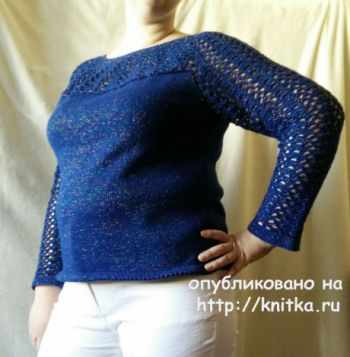 Джемпер женский с ажурной кокеткой и рукавами Джемпер женский с ажурной кокеткой и рукавами
