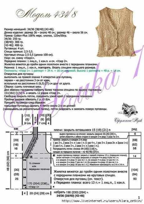 описание жилета ажурного описание жилета ажурного