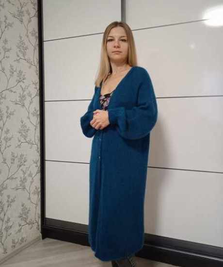 Длинный кардиган спицами из Alize Angora Real 40 Длинный кардиган спицами из Alize Angora Real 40