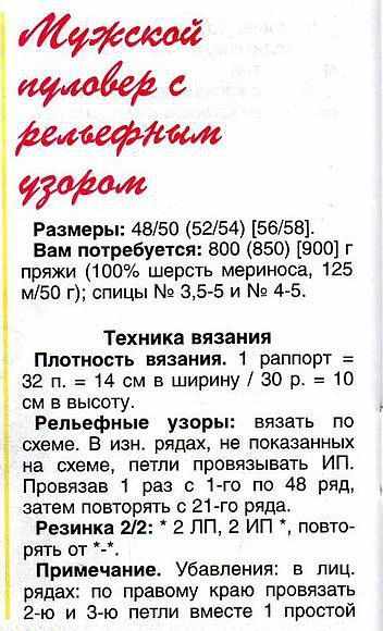 Описание и схемы мужского свитера с косами Описание и схемы мужского свитера с косами