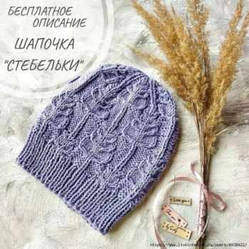 Описание шапочки СТЕБЕЛЬКИ связанной спицами